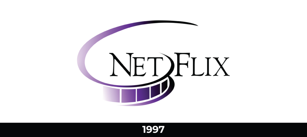 logo netflix 1997 color morado y negro rollo de película