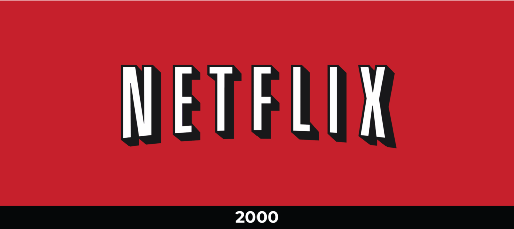 logo Netflix 2000 sobre fondo rojo letras con sombra negra
